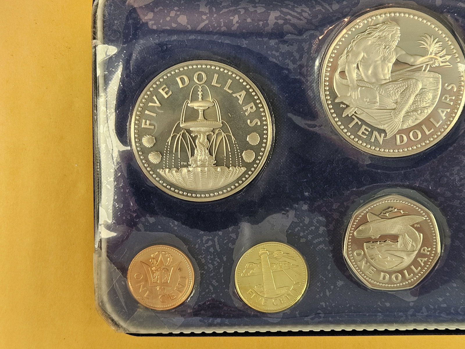 1973 GEM Proof Deep Cameo Barbados SILVER Proof Set - 3