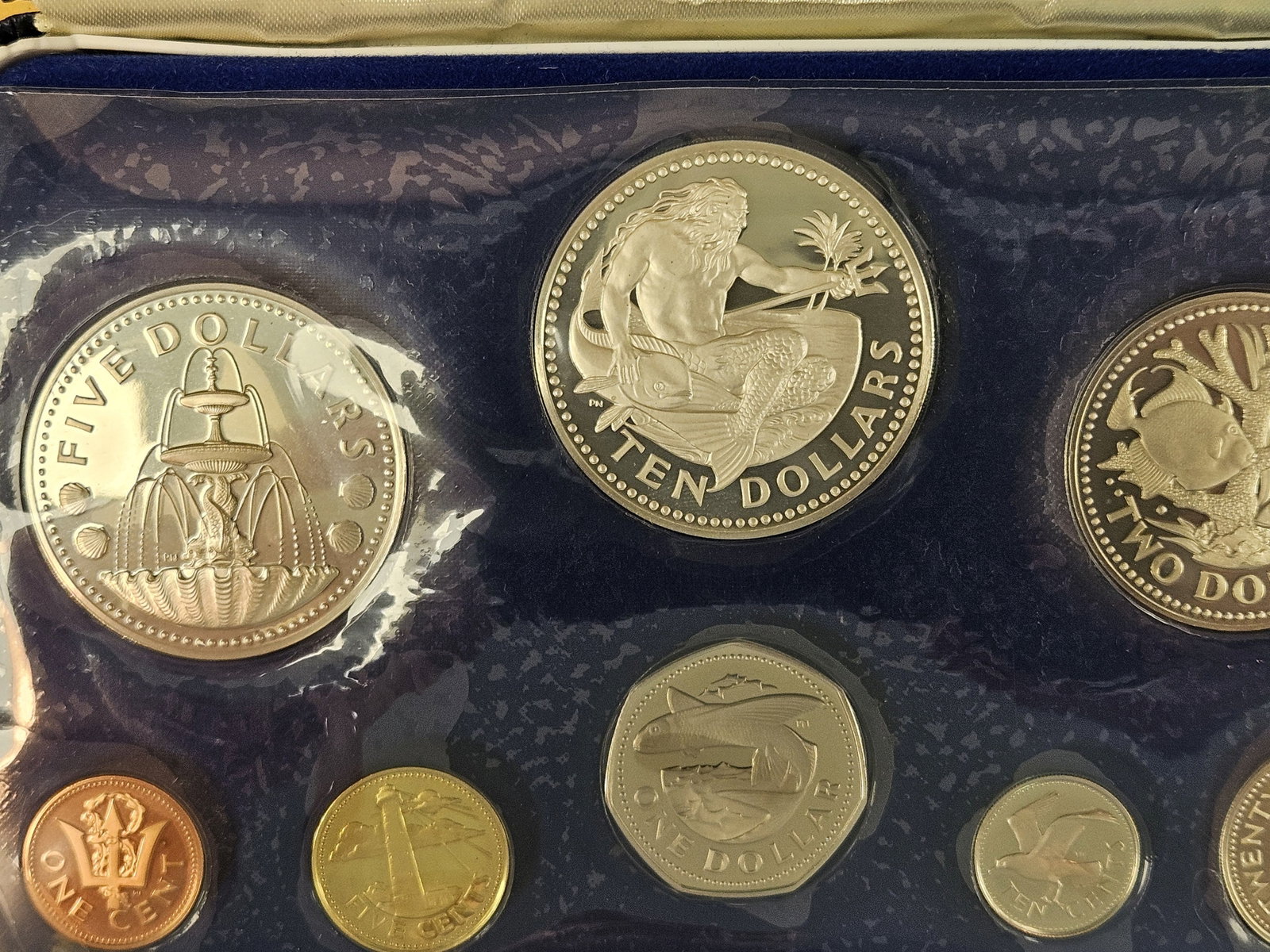 1973 GEM Proof Deep Cameo Barbados SILVER Proof Set - 4