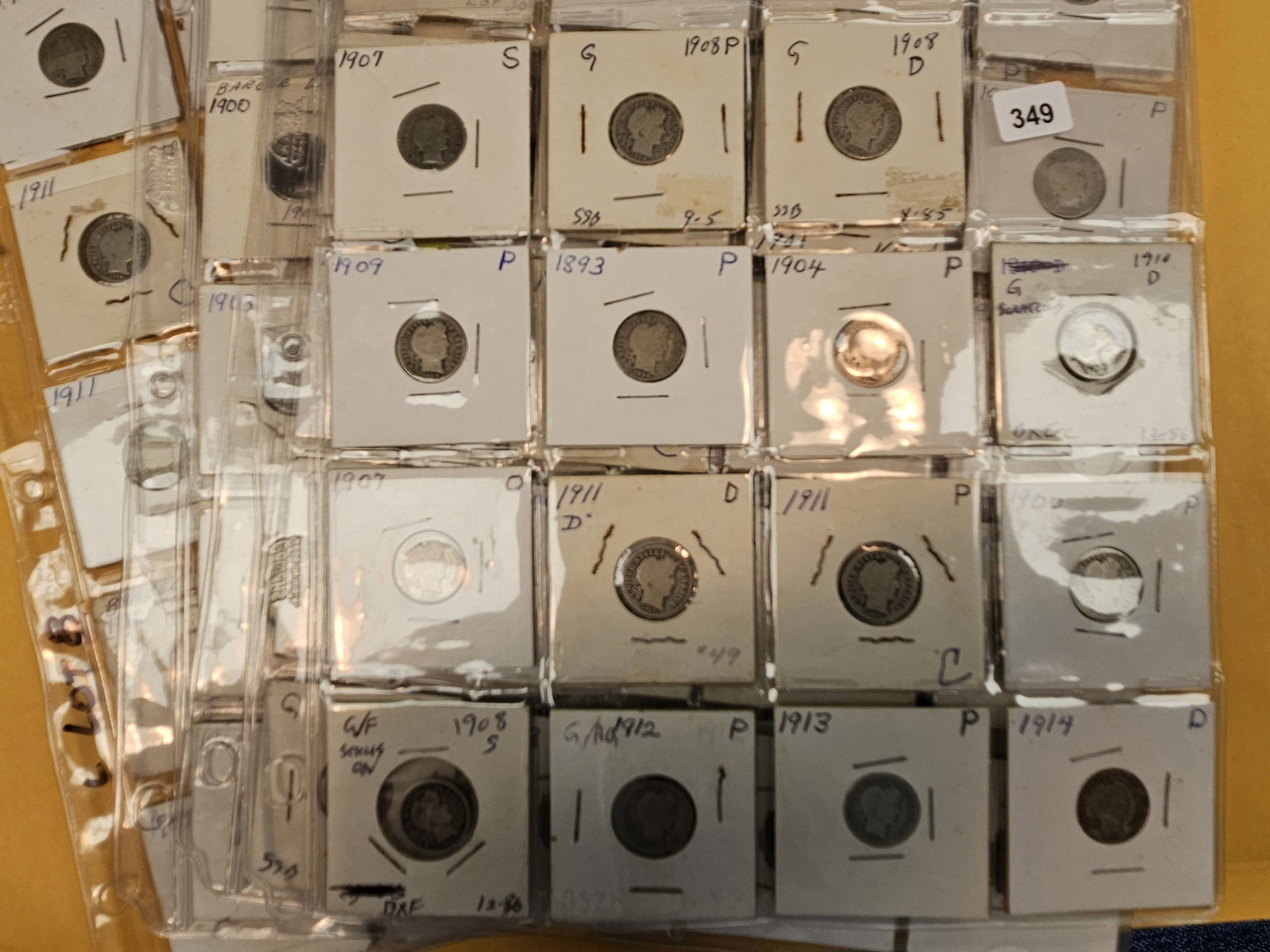 Four Sheets of Silver Barber Dimes - 2