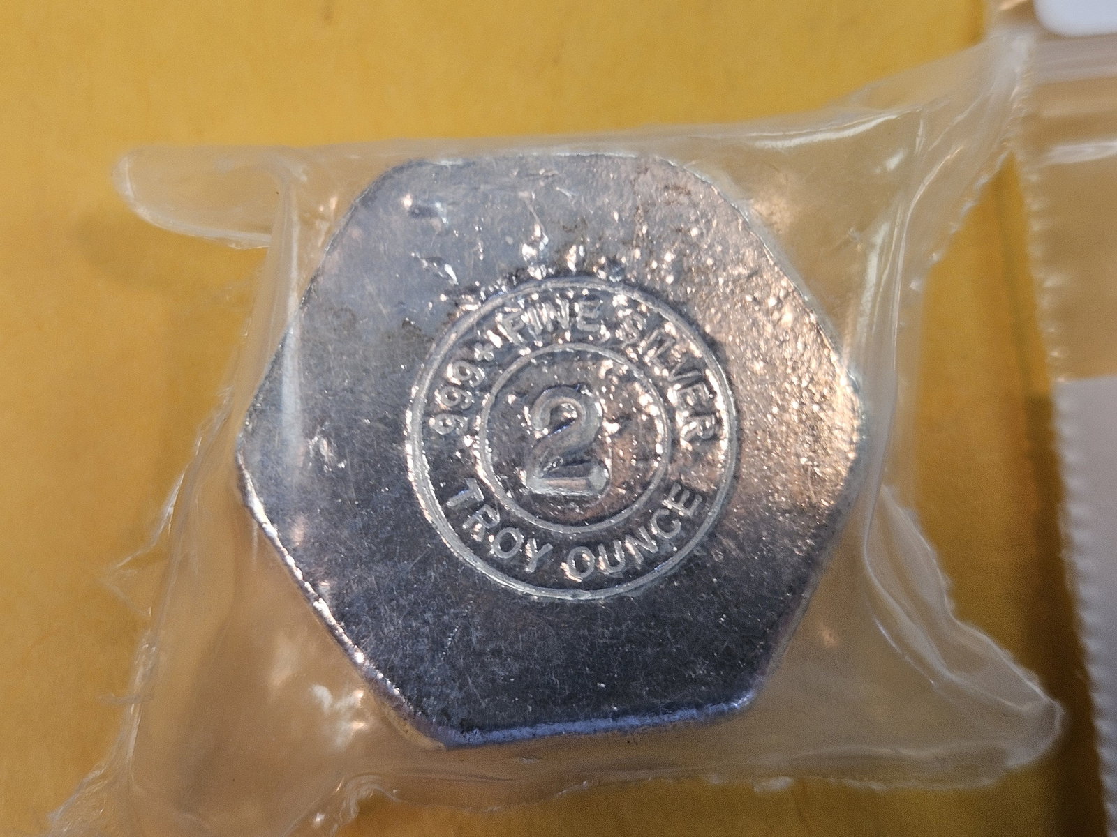 TWO Troy ounce .999 fine silver art hexagon - 3