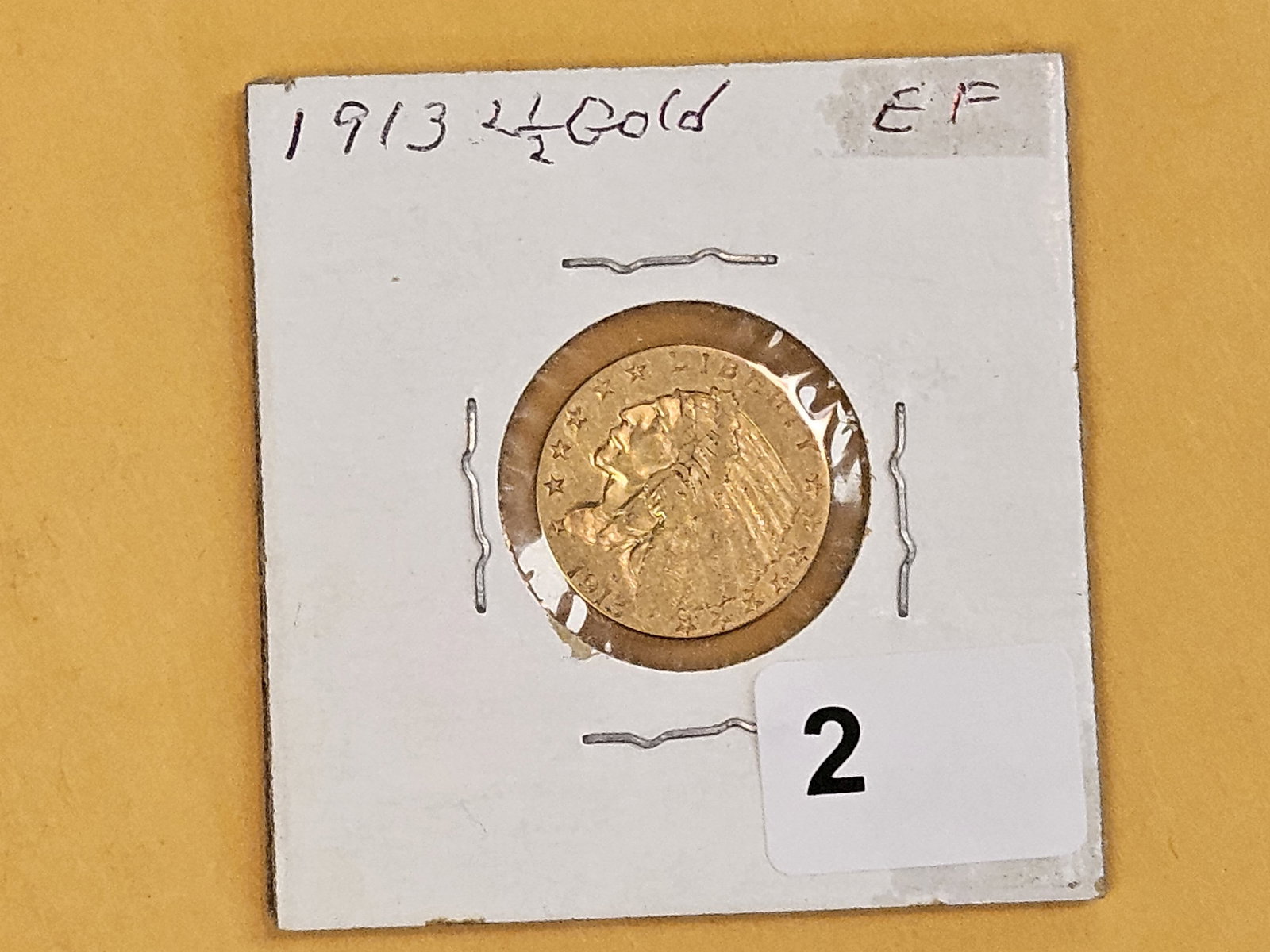 GOLD! 1913 Indian head Gold $2.5 Dollars Quarter Eagle - 2