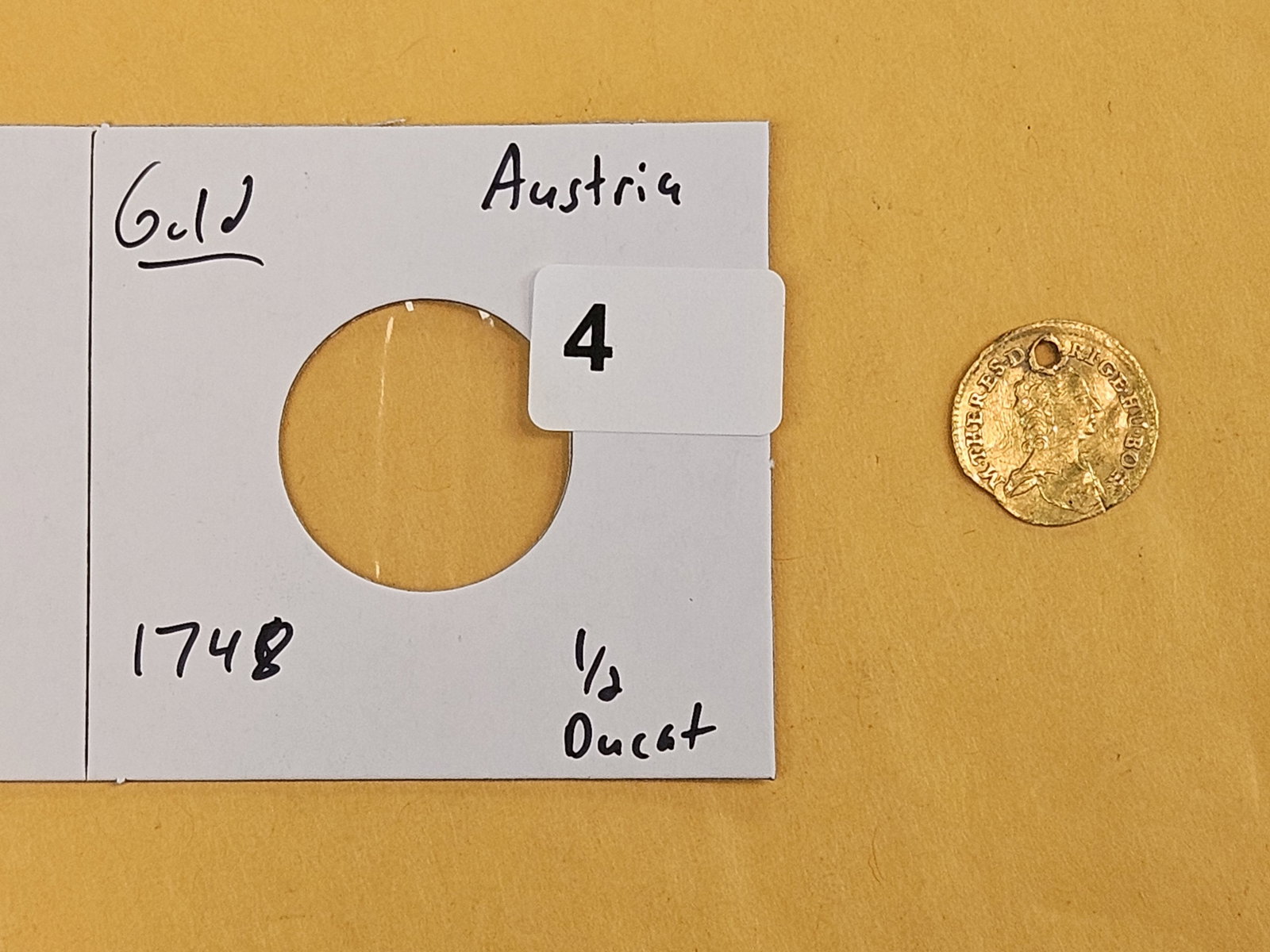 GOLD! 1748 Austria Gold 1/2 Ducat - 2