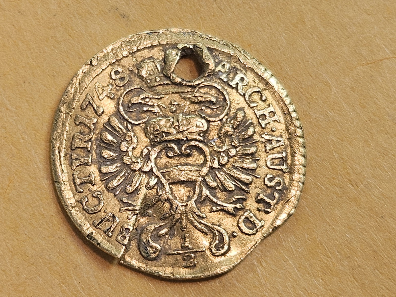 GOLD! 1748 Austria Gold 1/2 Ducat - 4