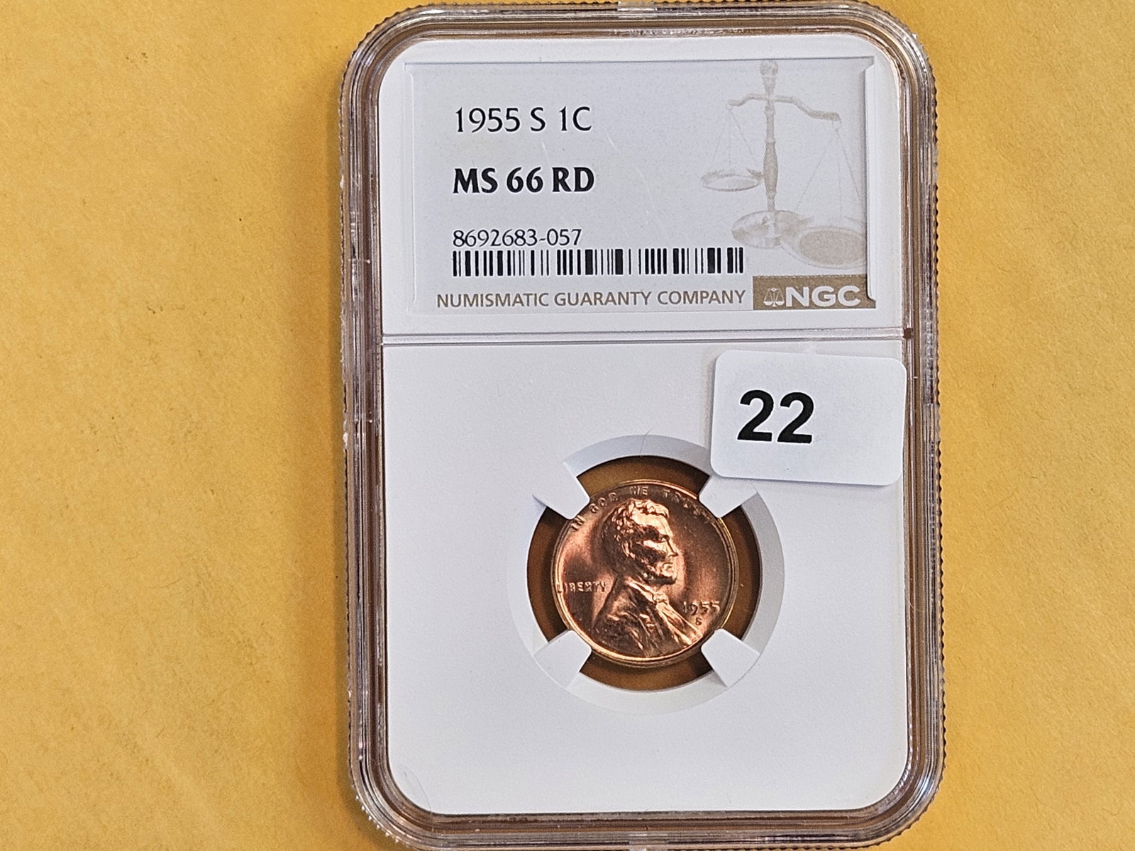GEM! NGC 1955-S Wheat Cent in Mint State 66 RED - 2