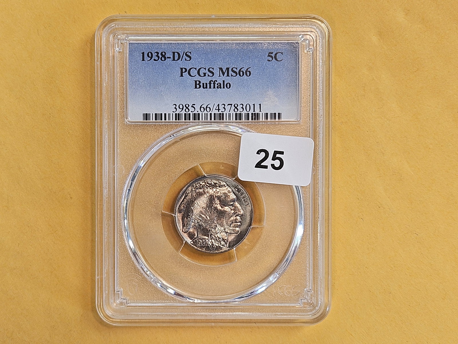 VARIETY! GEM! PCGS 1938-D/S Buffalo Nickel in Mint State 66 - 2