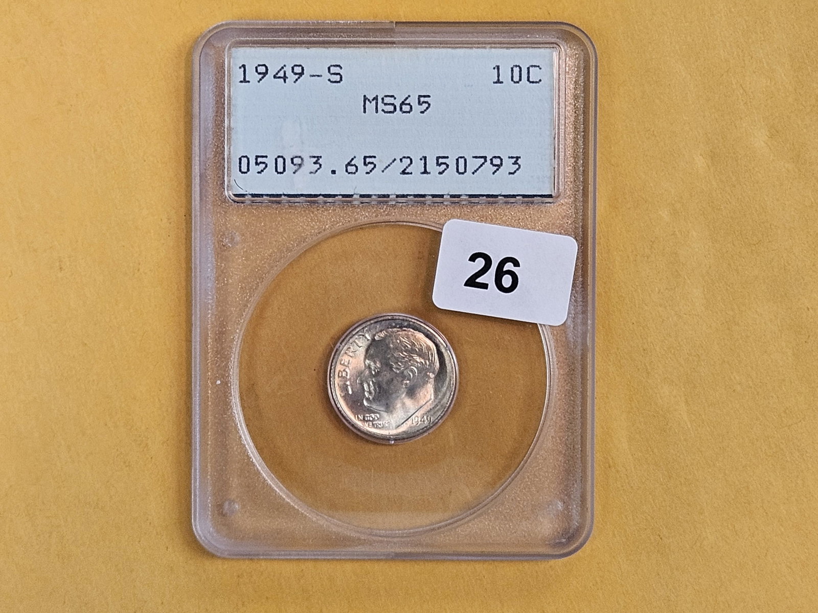 PCGS OGH 1949-S Roosevelt Dime in Mint State 65 - 2
