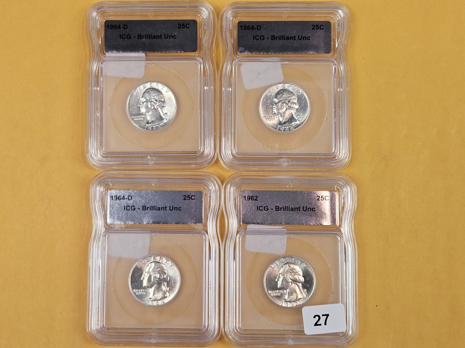Four ICG-Graded Silver Washington Quarters - 2