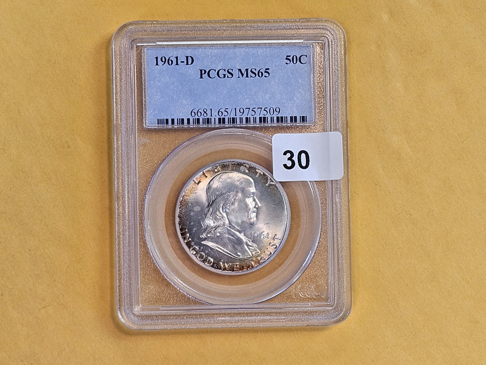 GEM! PCGS 1961-D Franklin silver Half Dollar in Mint State 65 - 2