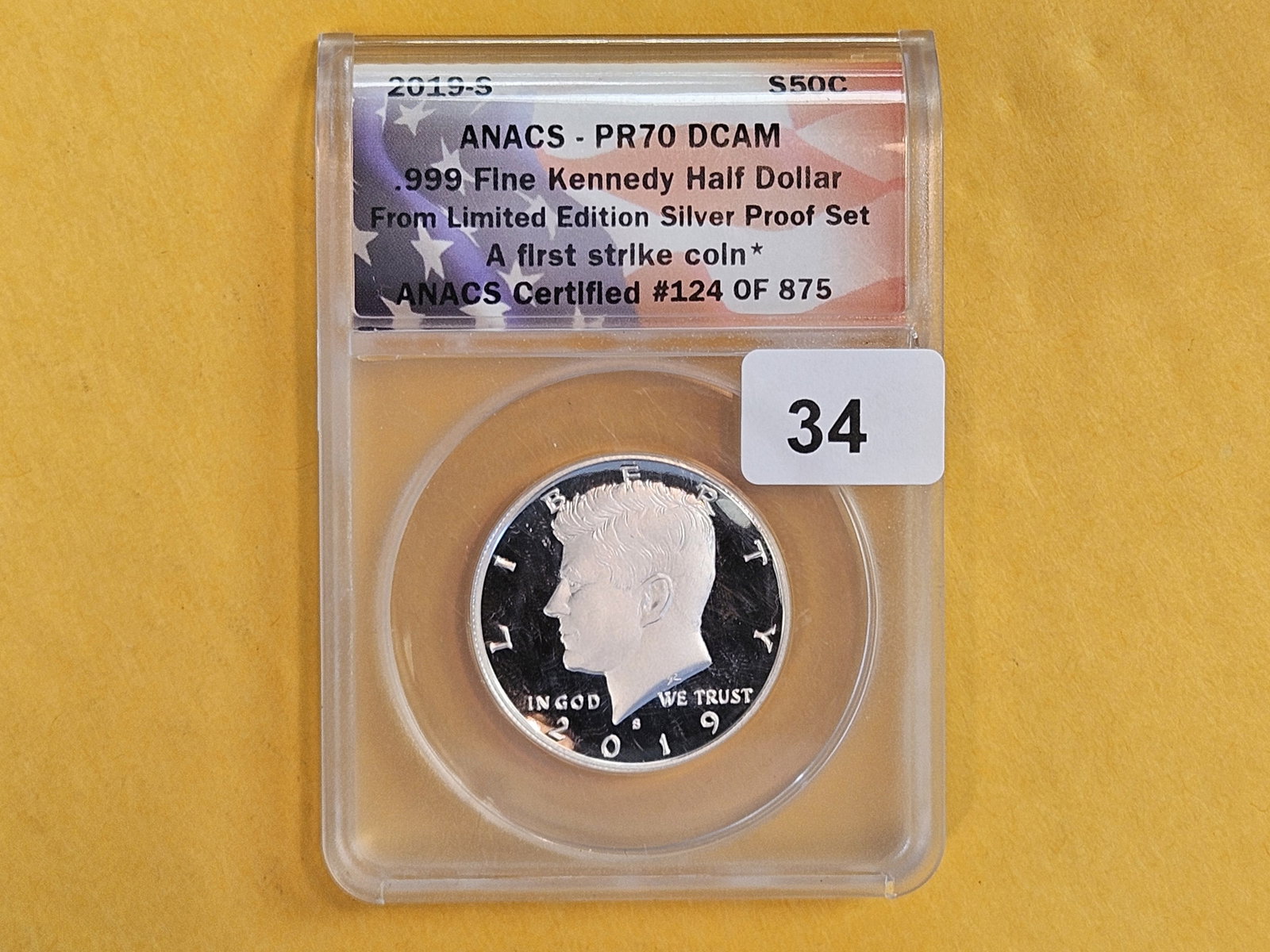 PERFECT! ANACS 2019-S Kennedy silver Half Dollar in Proof 70 Deep Cameo - 2