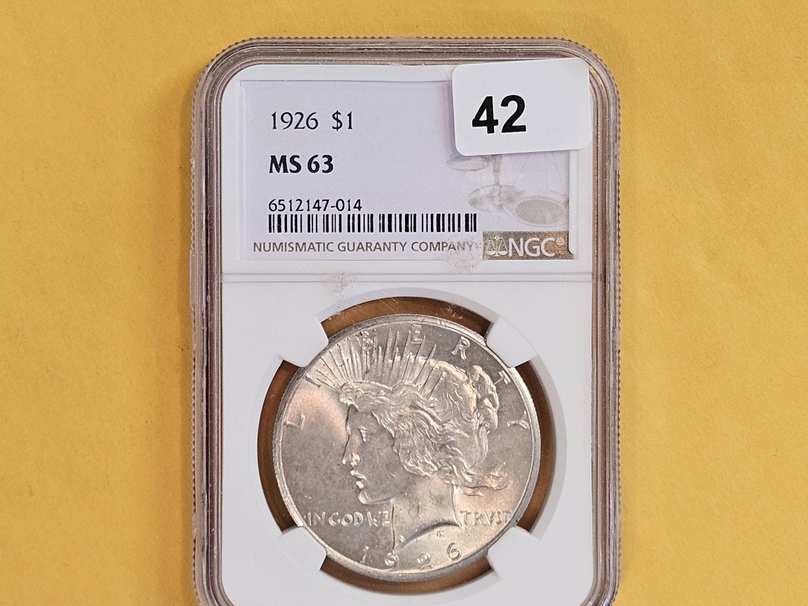 Better NGC 1926 Peace silver Dollar in Mint State 63 - 2