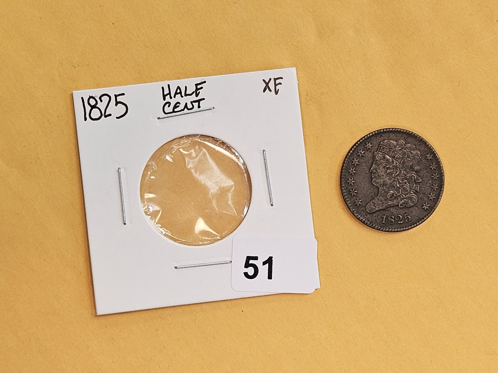 1825 Classic Head Half Cent in extra Fine plus - 2