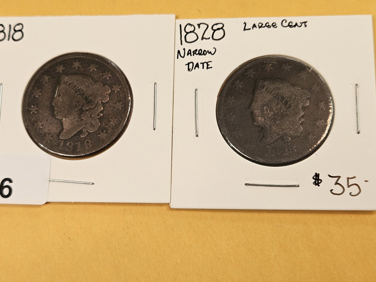 1818 and 1828 Coronet Head Large Cents - 2