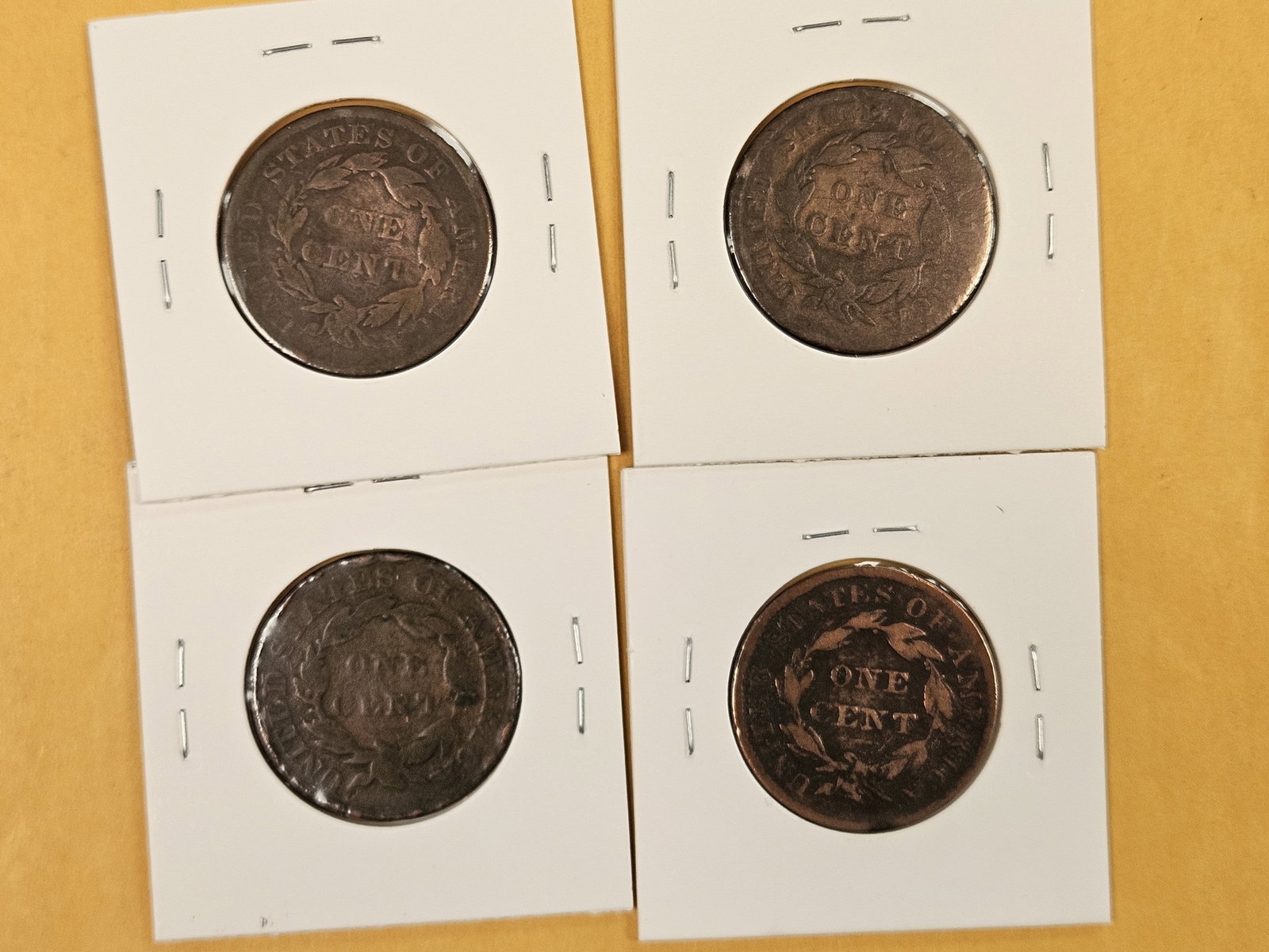 Four mixed Coronet Head Large Cents - 3
