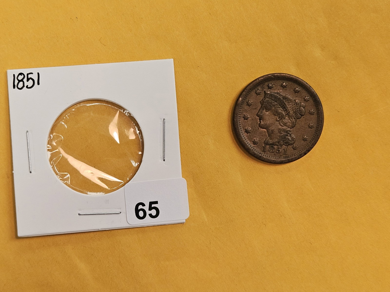 1851 Braided Hair Large Cent in Very Fine - 2