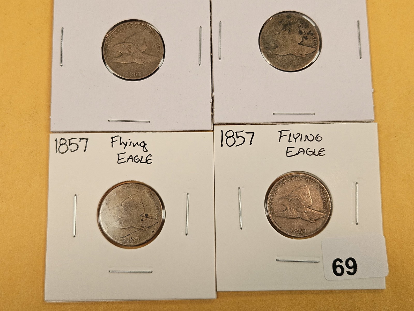 Four Flying Eagle Cents - 2