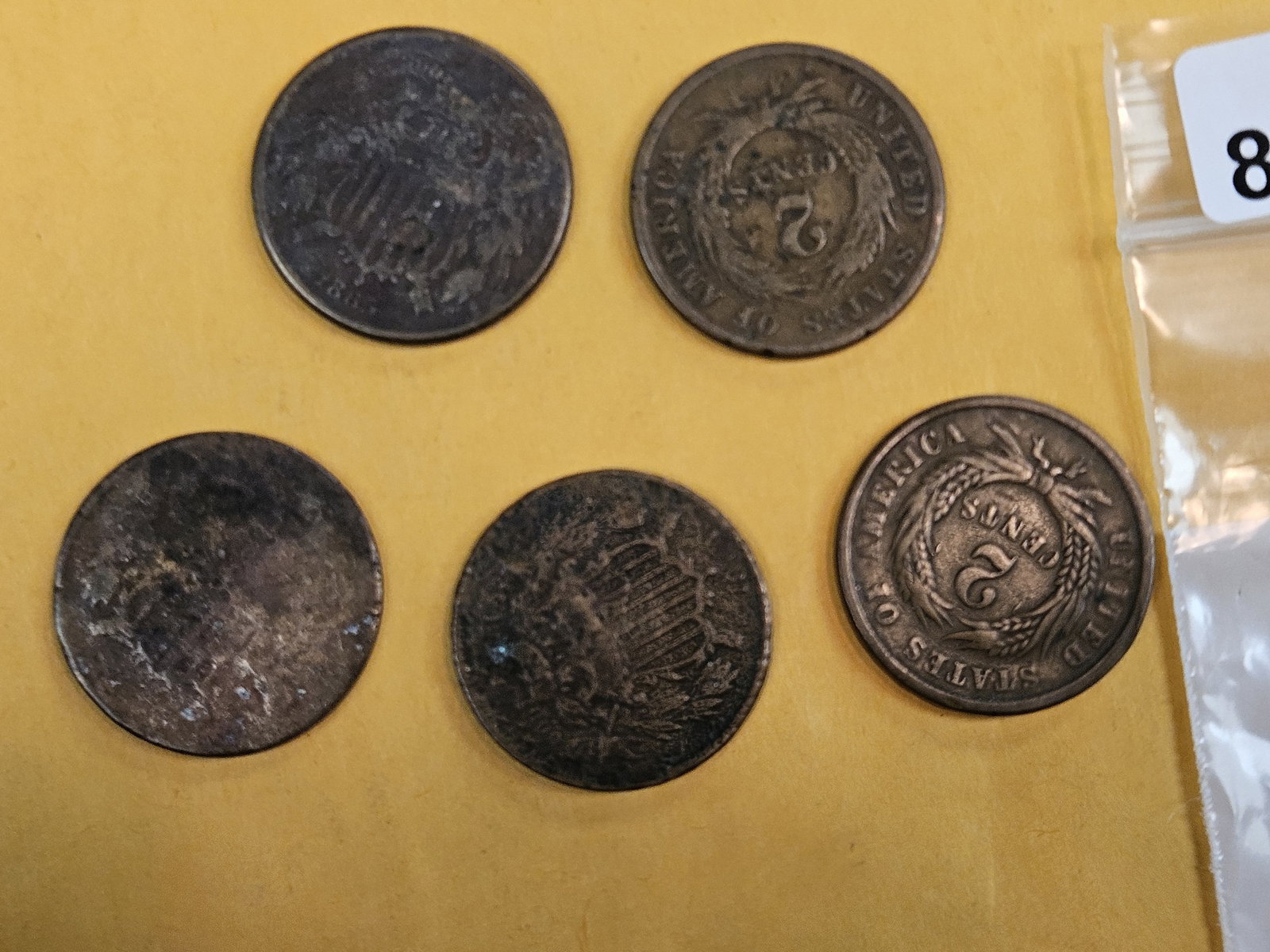 Five mixed 2-Cent pieces - 2