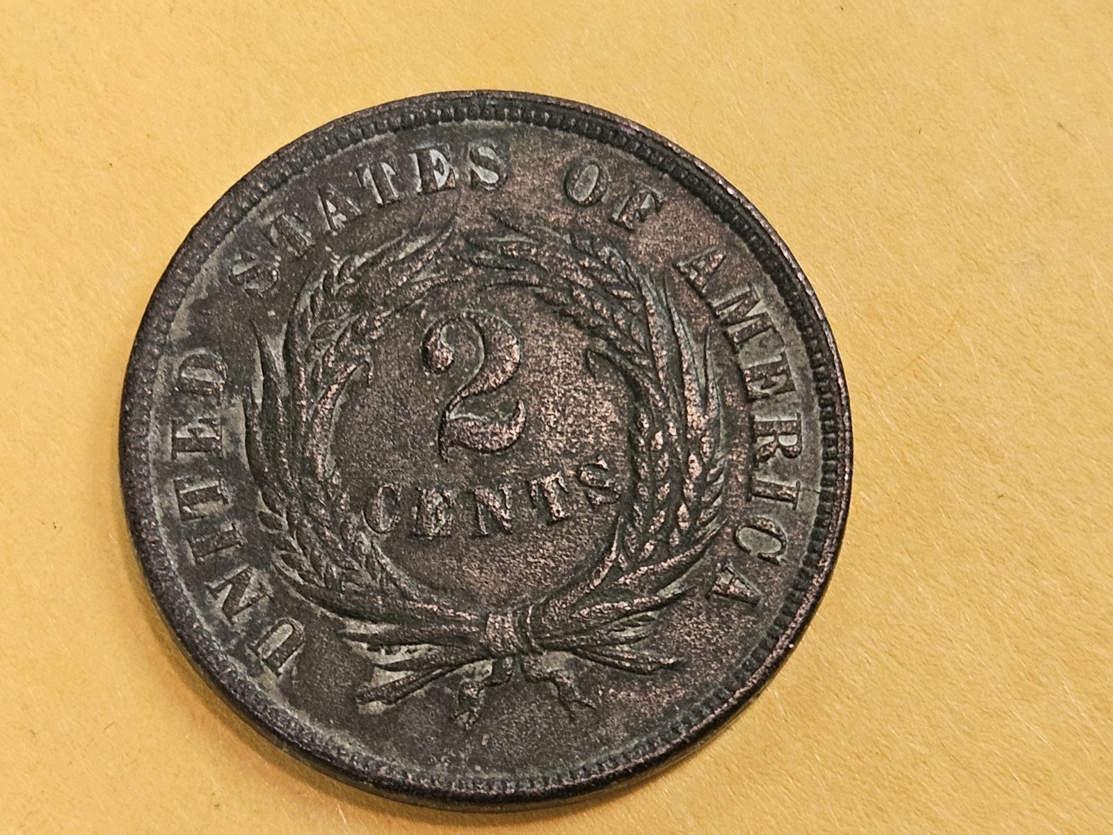 VARIETY! 1865/1865 Fancy 5 Two Cent piece in Uncirculated - details - 7