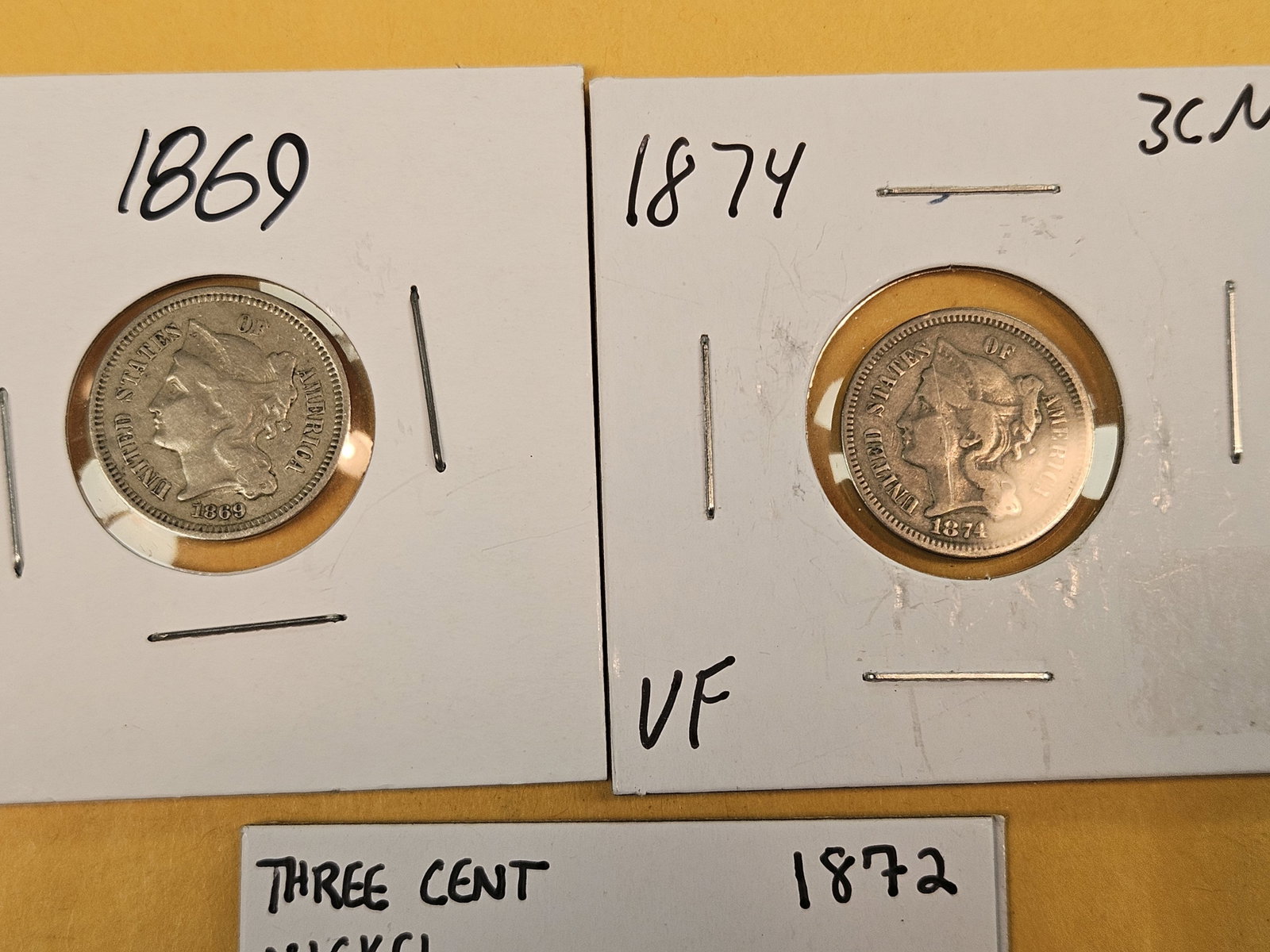 Three mixed 3-Cent nickels - 2