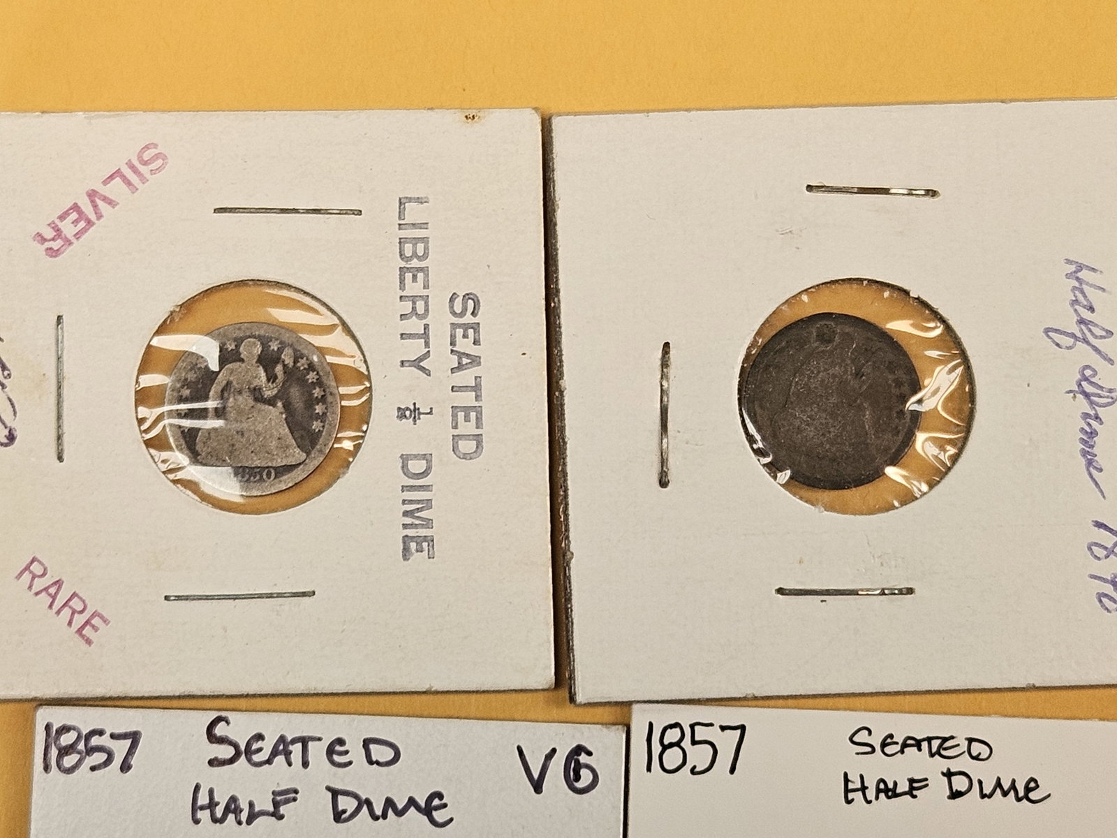 Nine mixed Seated Liberty silver Half-Dimes - 2