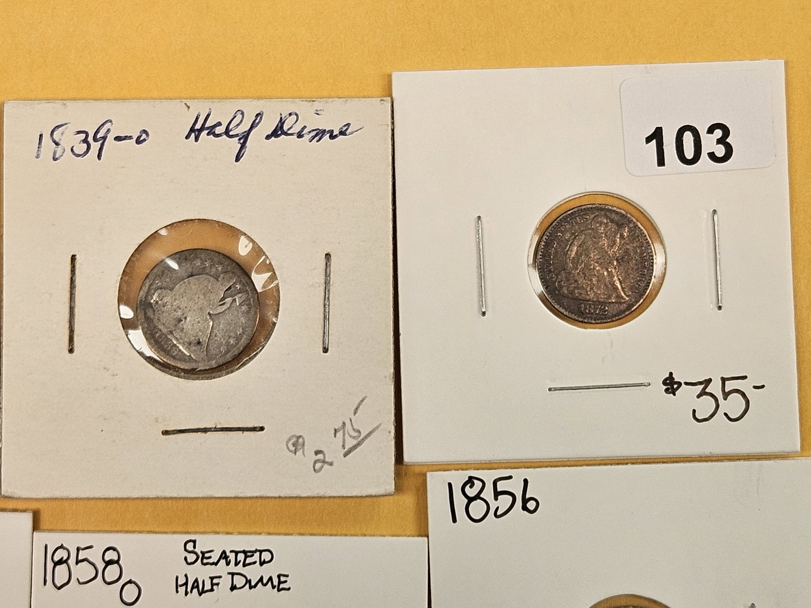 Nine mixed Seated Liberty silver Half-Dimes - 3