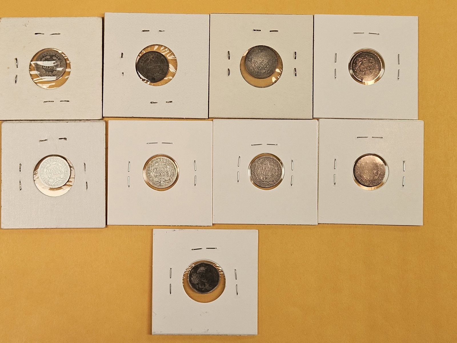 Nine mixed Seated Liberty silver Half-Dimes - 7