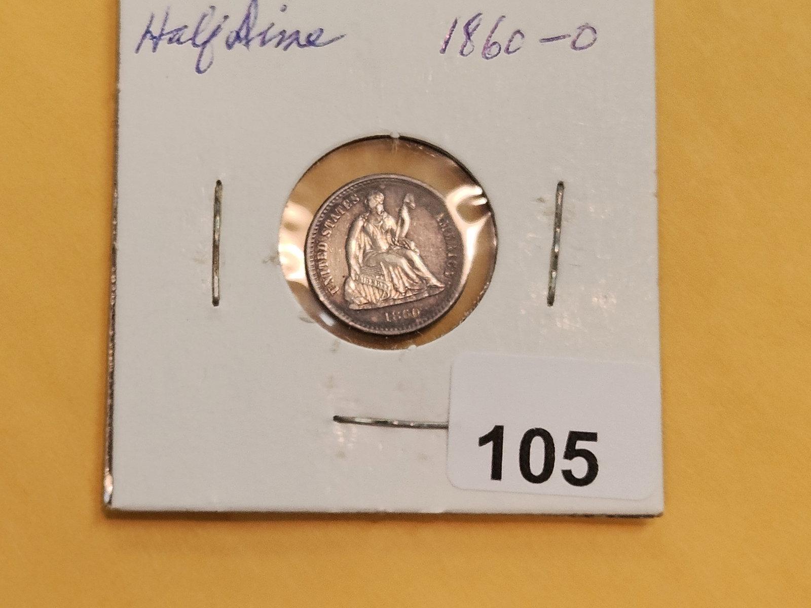 1860-O Seated Liberty silver Half-Dime in About Uncirculated - 2