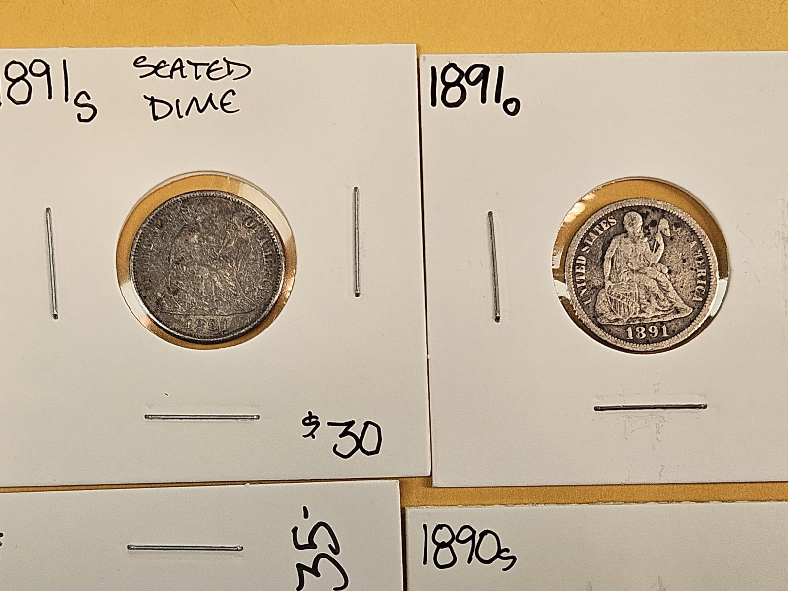 Eight, mixed, Silver, Seated Liberty dimes - 2