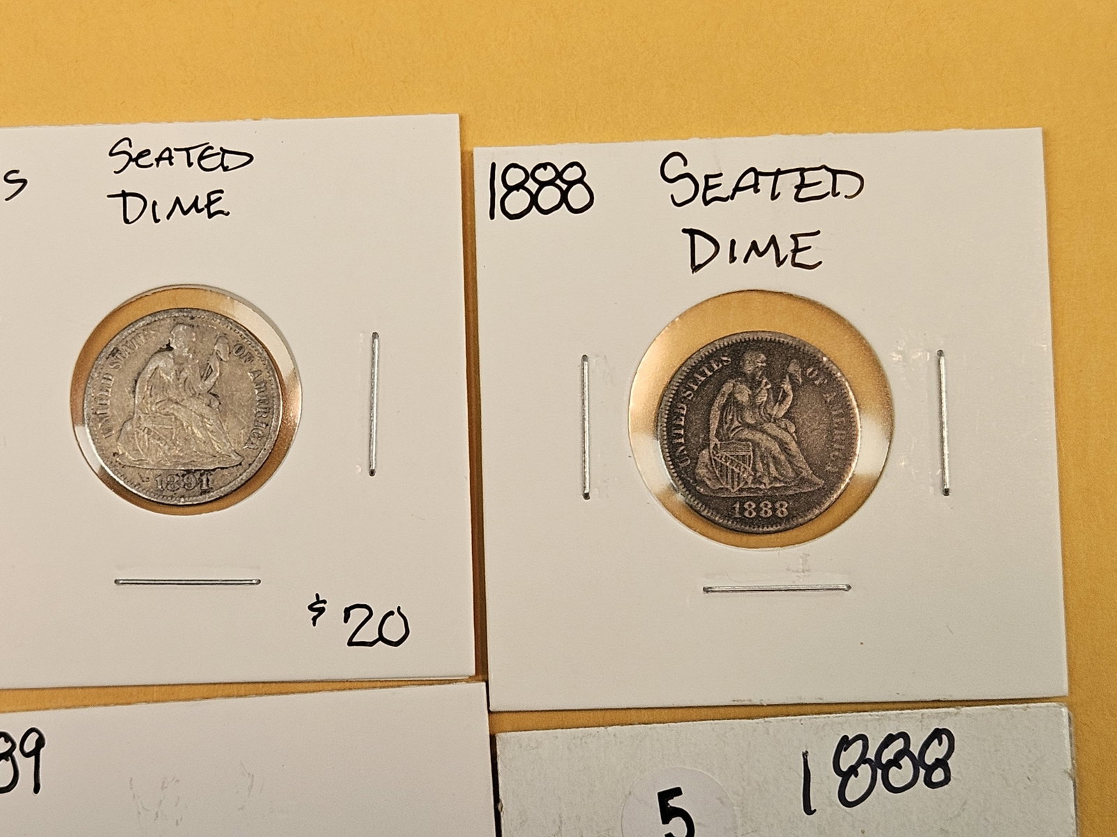 Eight, mixed, Silver, Seated Liberty dimes - 3