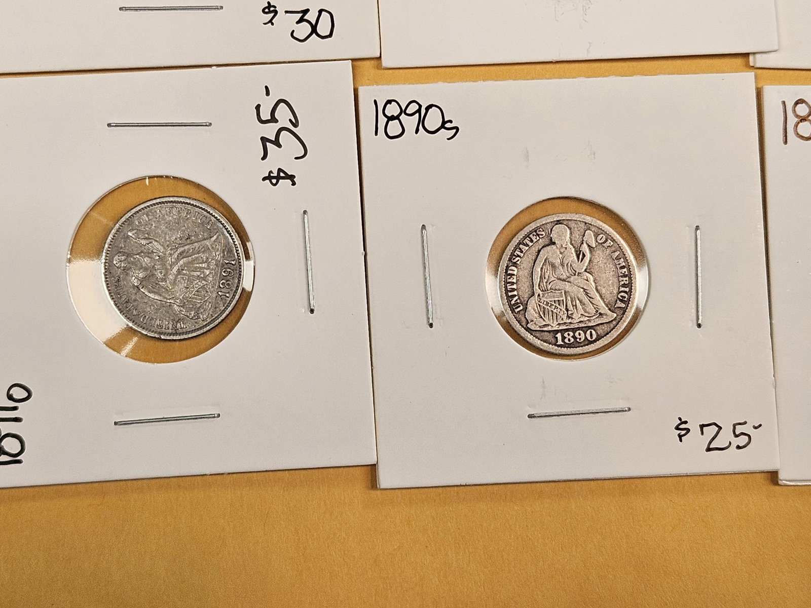 Eight, mixed, Silver, Seated Liberty dimes - 4