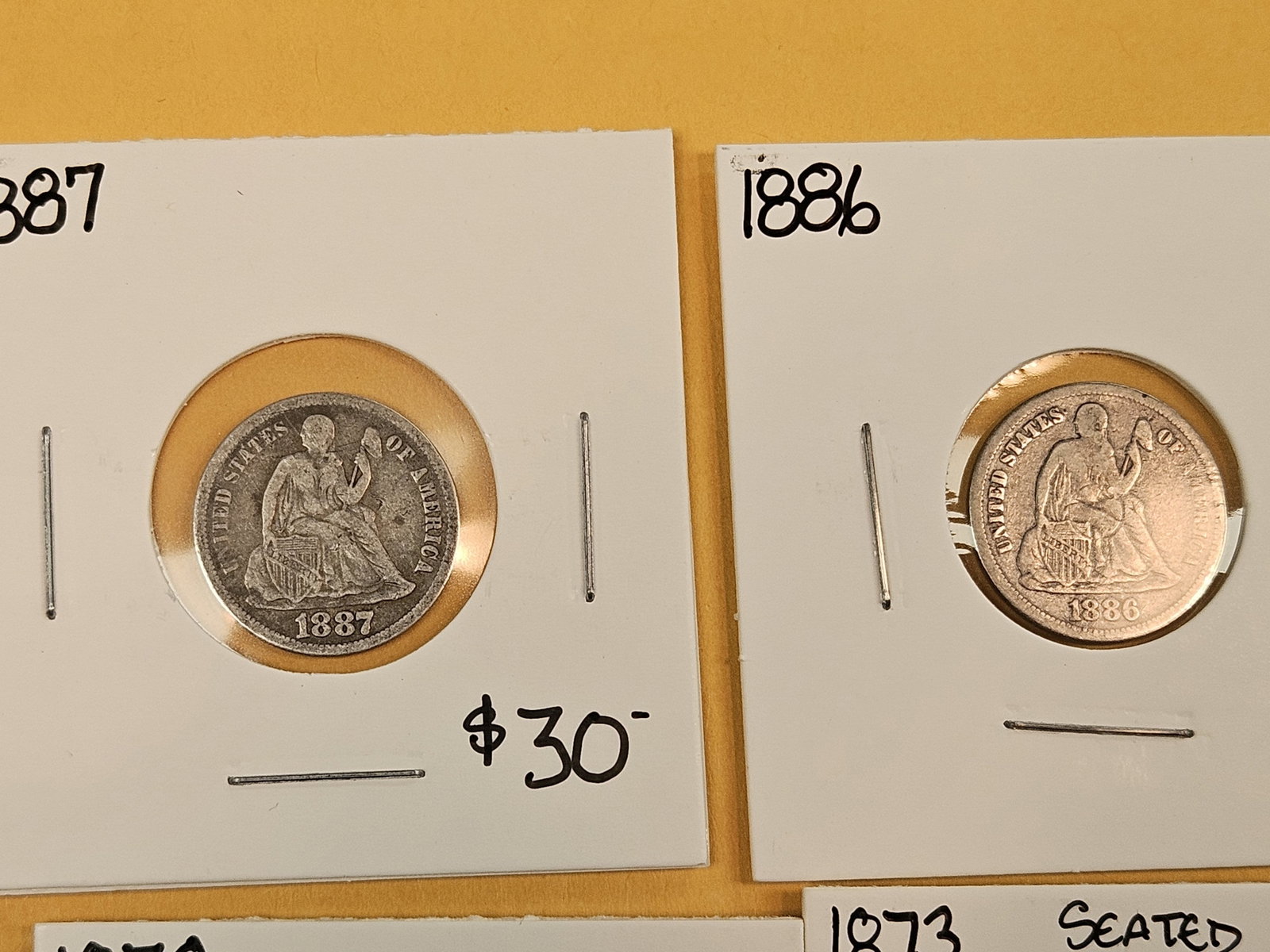 Eight, mixed, Silver, Seated Liberty dimes - 2