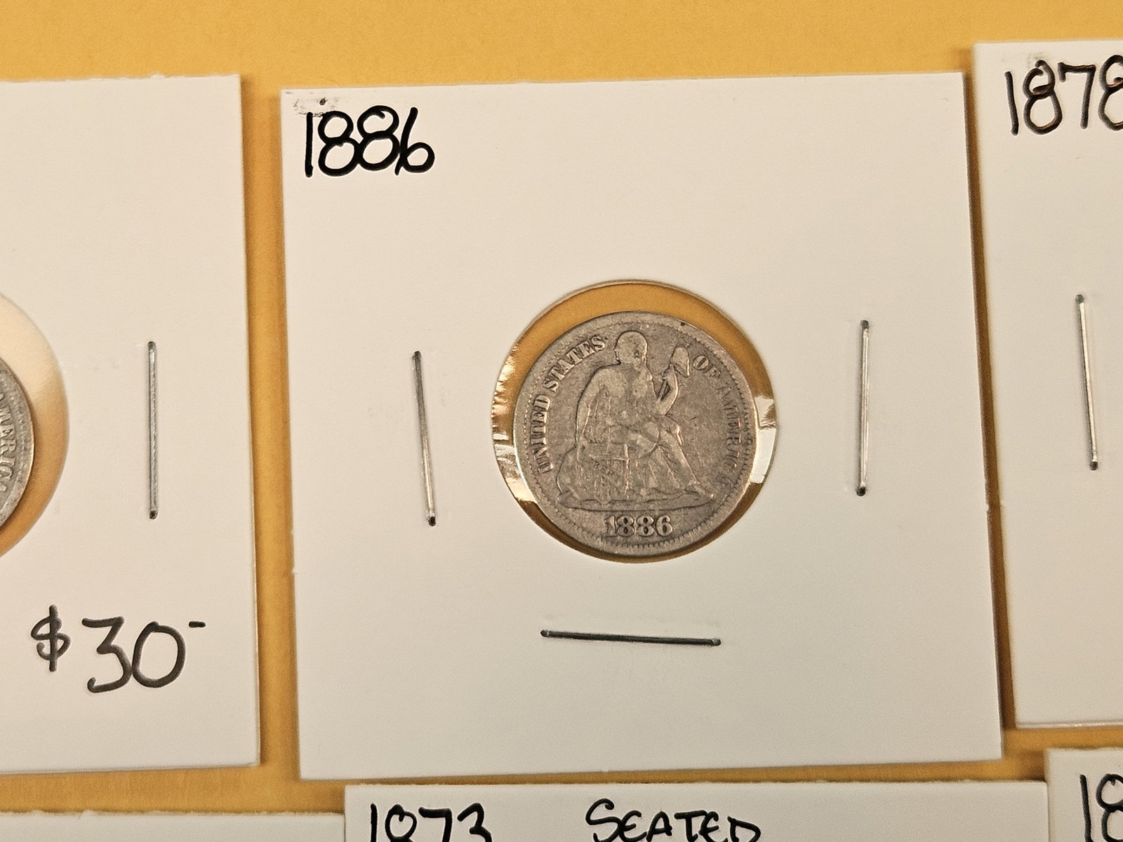 Eight, mixed, Silver, Seated Liberty dimes - 3