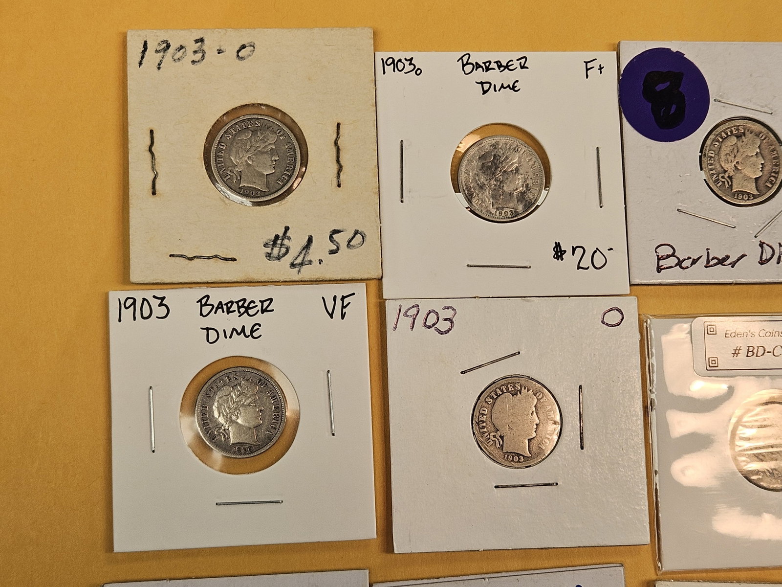 Fifteen mixed silver Barber Dimes - 2