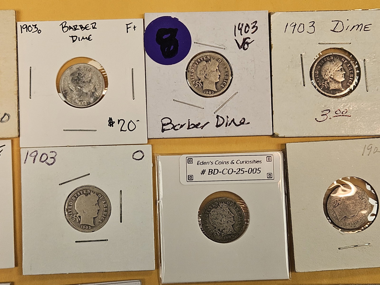 Fifteen mixed silver Barber Dimes - 3