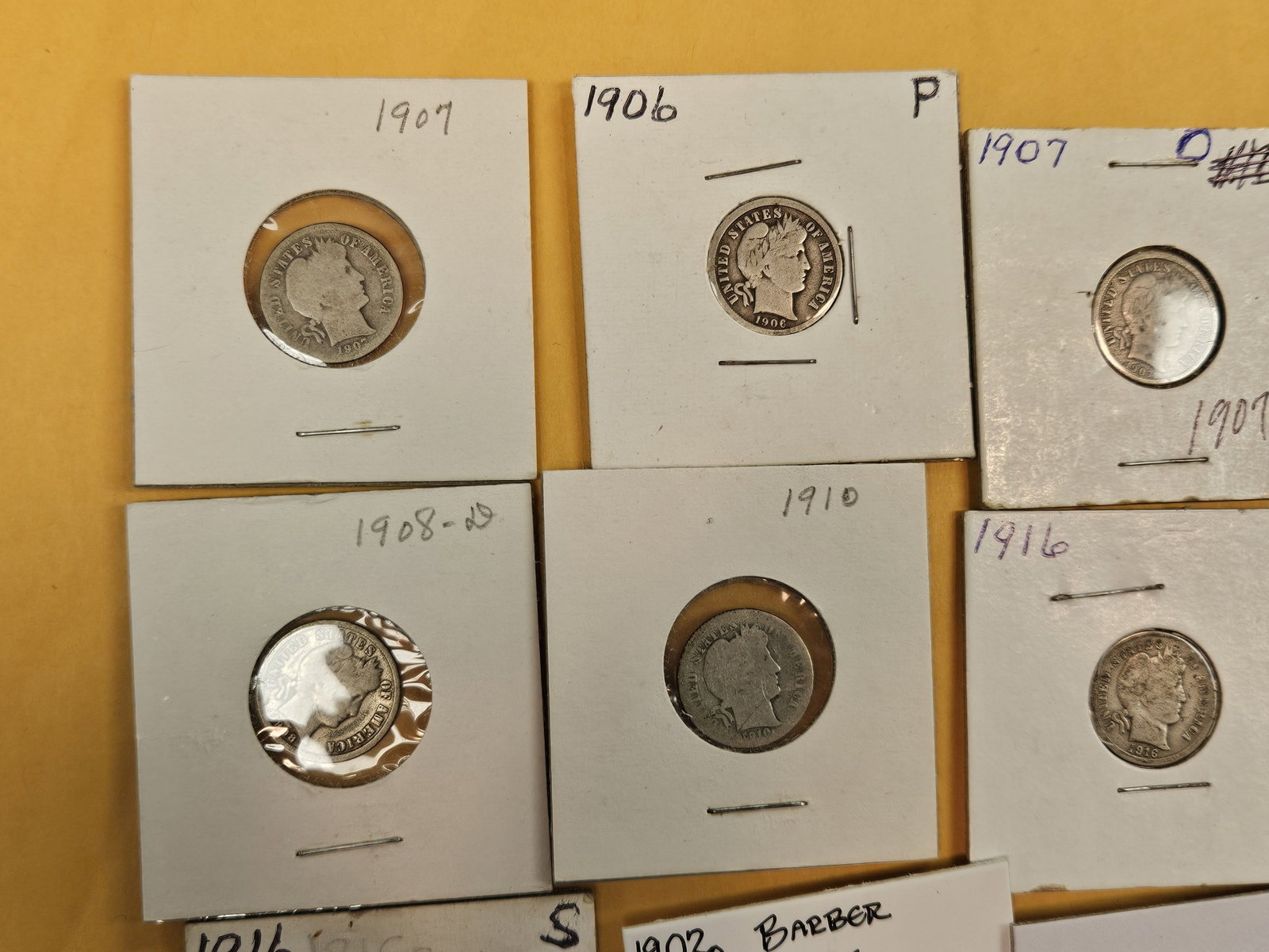 Sixteen mixed silver Barber Dimes - 2