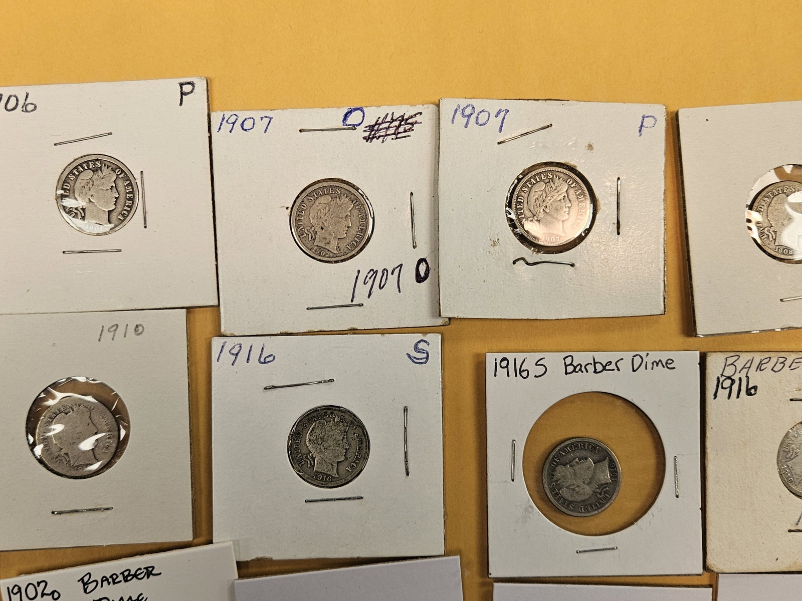 Sixteen mixed silver Barber Dimes - 3