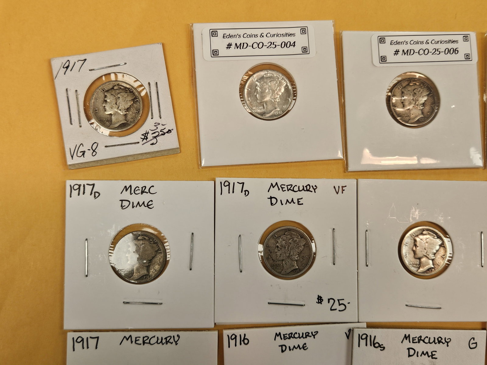Twenty mixed, silver, Mercury Dimes - 2