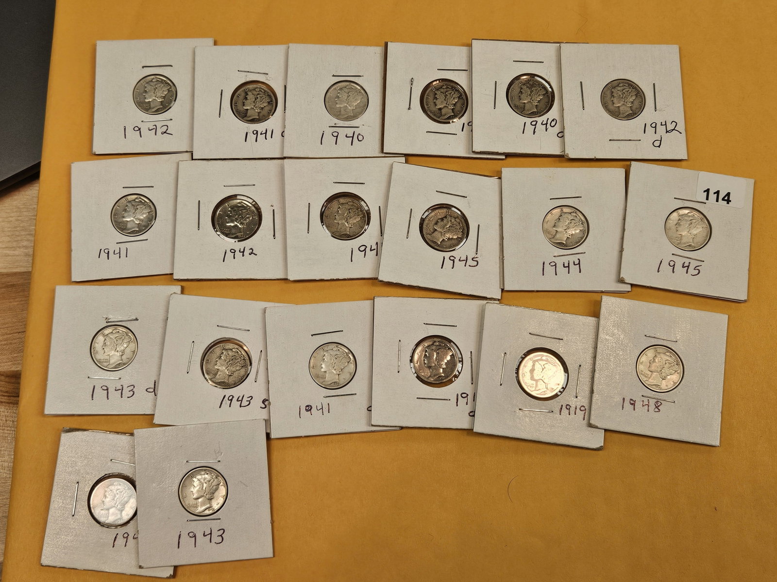 Twenty mixed, silver, Mercury Dimes - 2