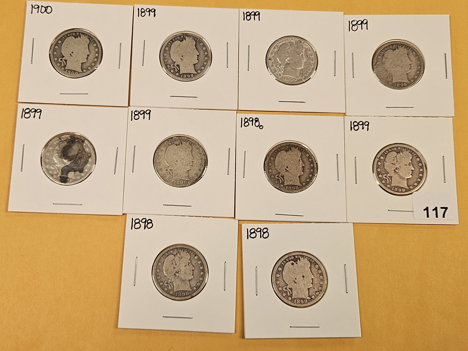 Ten mixed Barber silver Quarters - 2