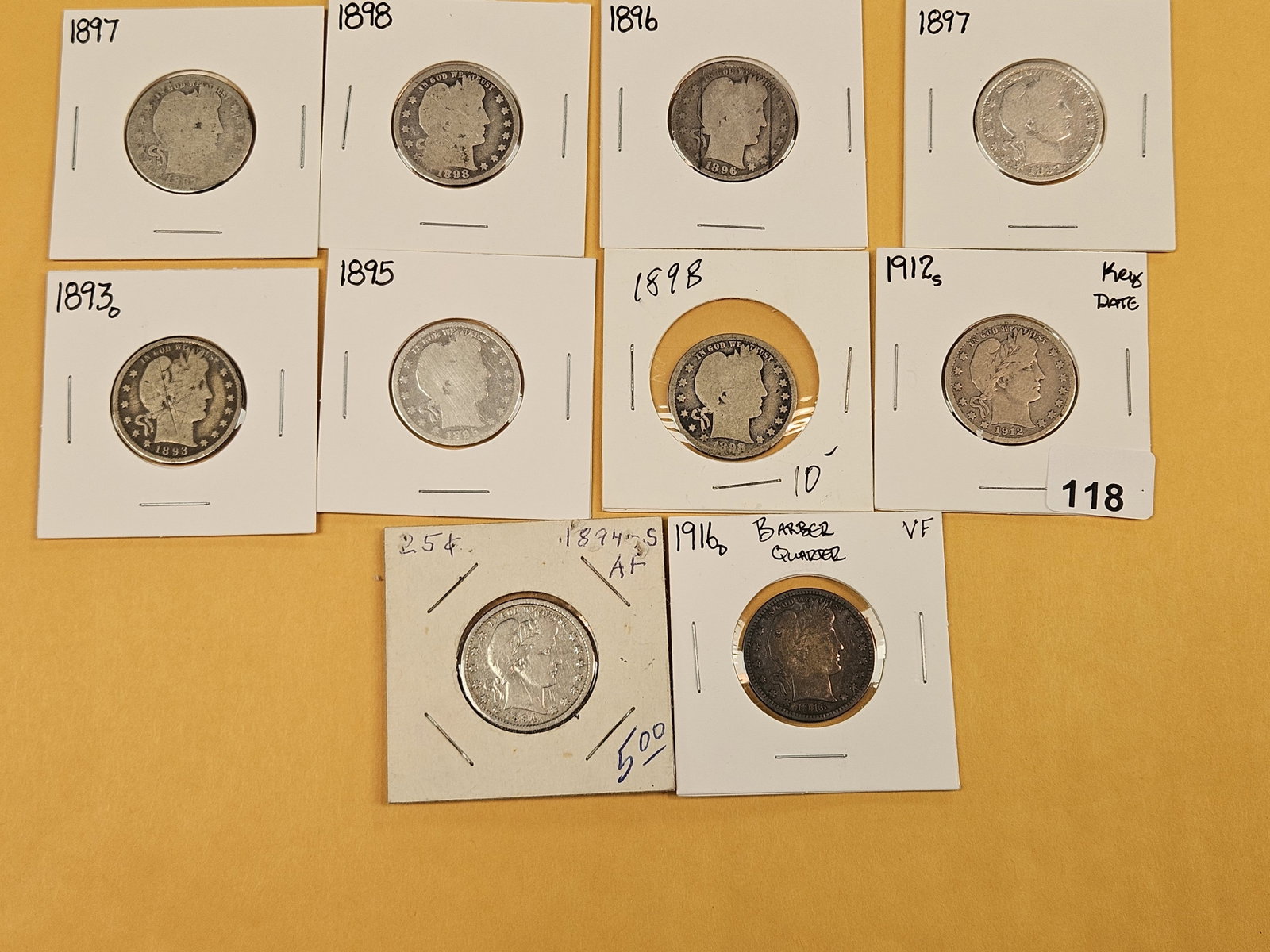 Ten mixed Barber silver Quarters - 2