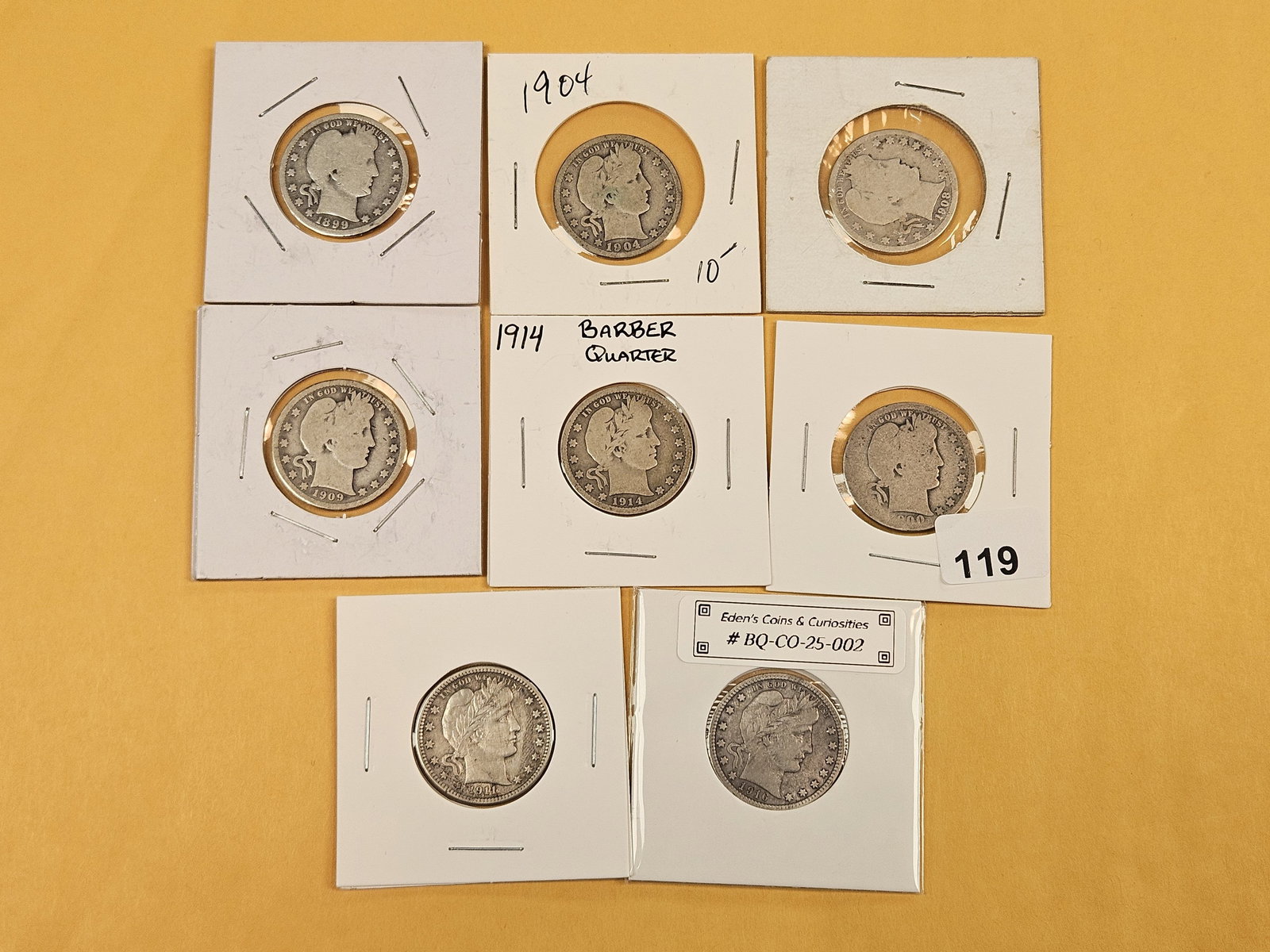 Eight mixed Barber silver Quarters - 2