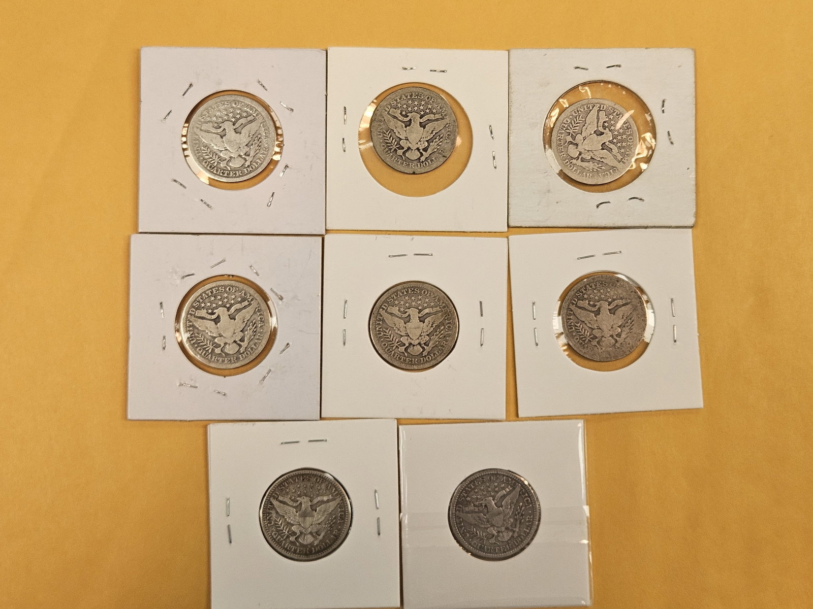 Eight mixed Barber silver Quarters - 3