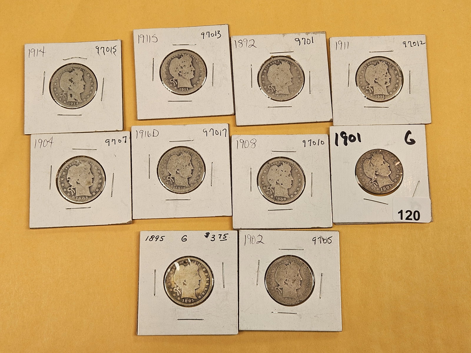 Ten mixed Barber silver Quarters - 2