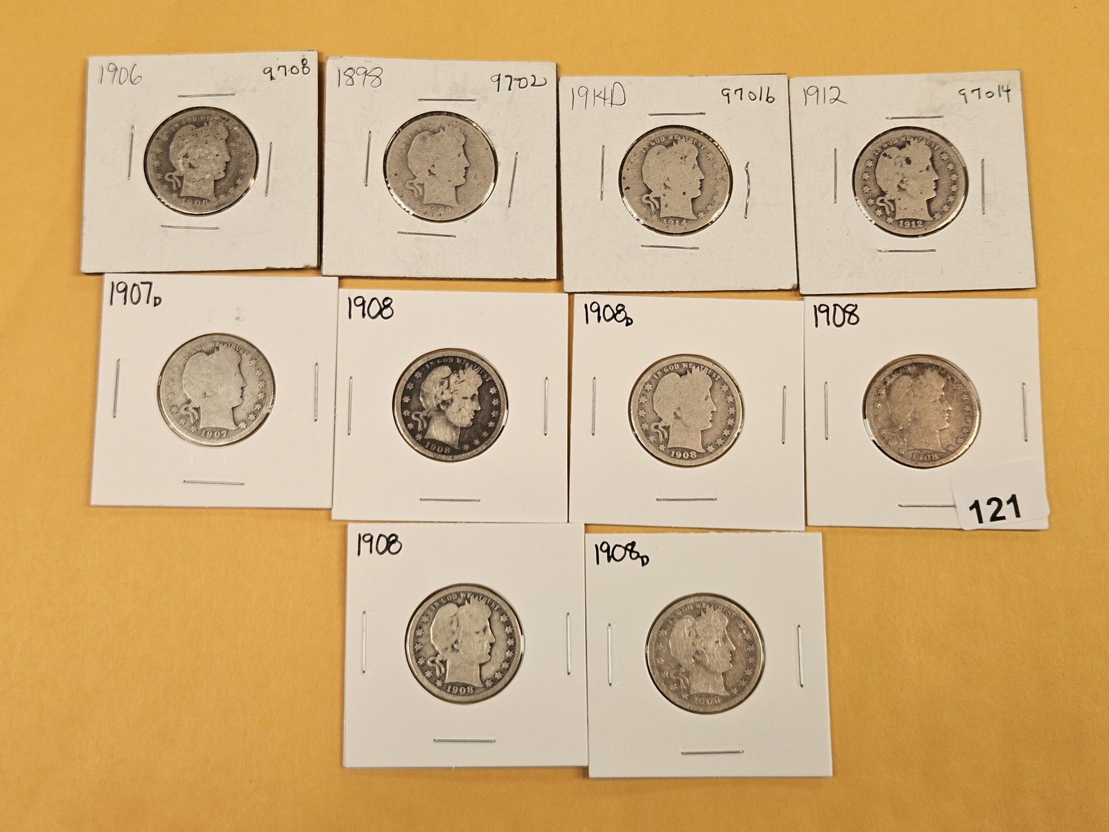 Ten mixed Barber silver Quarters - 2