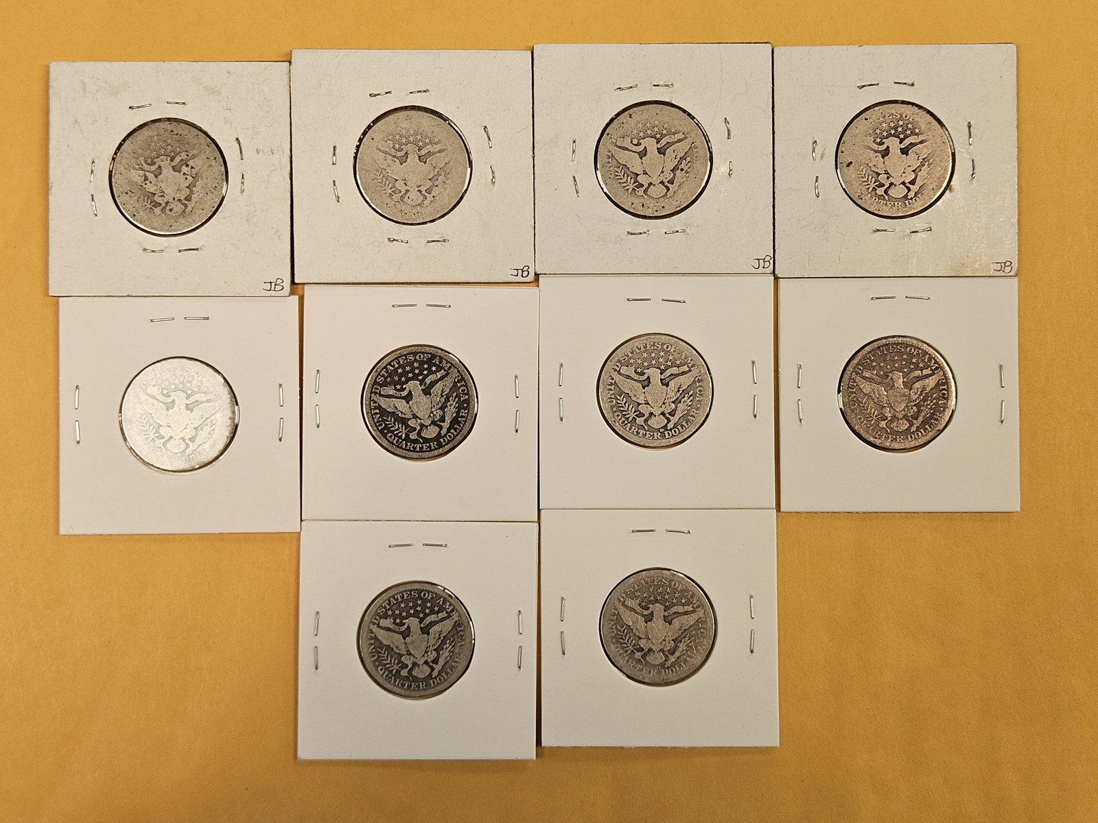 Ten mixed Barber silver Quarters - 3