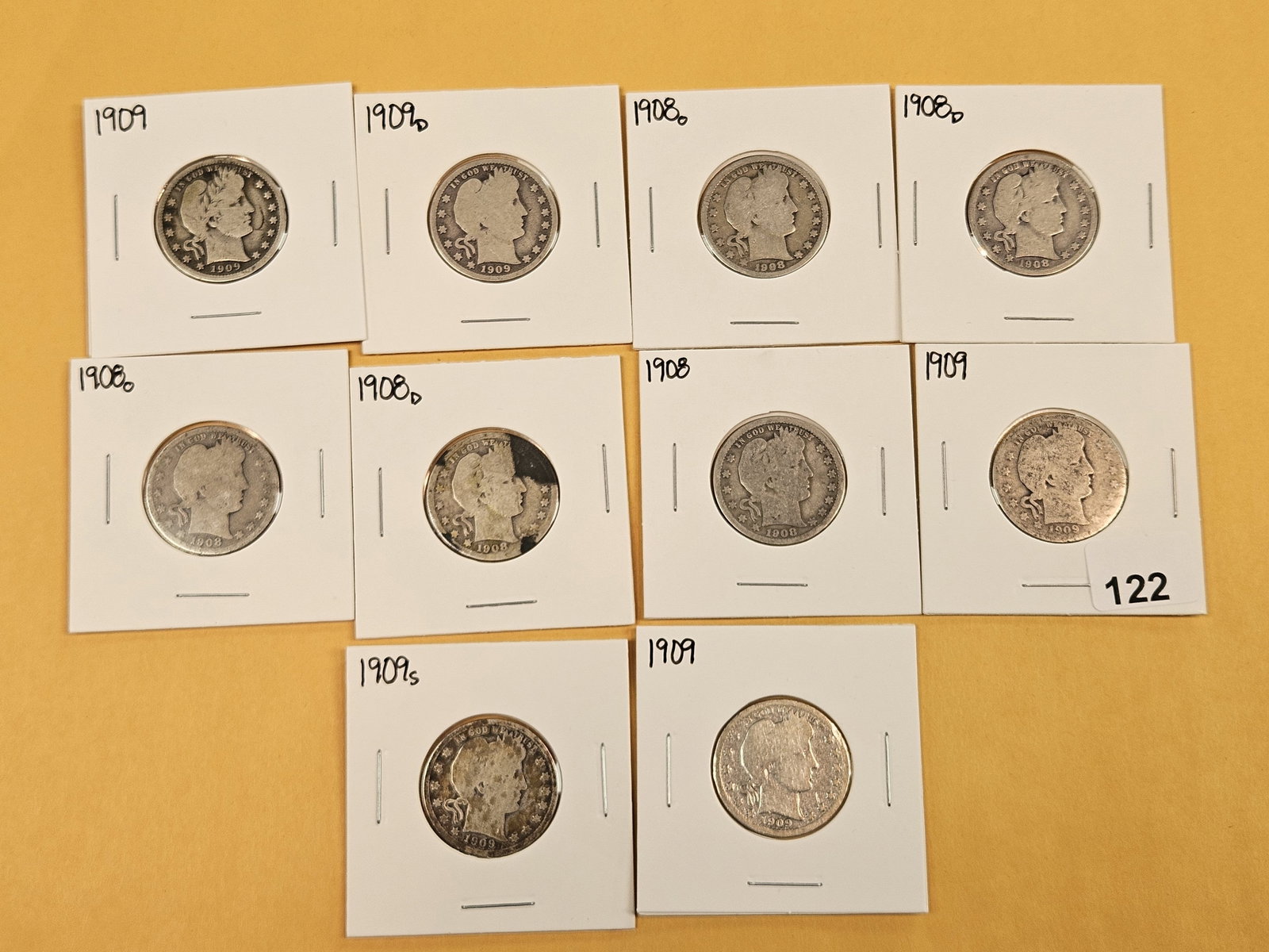 Ten mixed Barber silver Quarters - 2