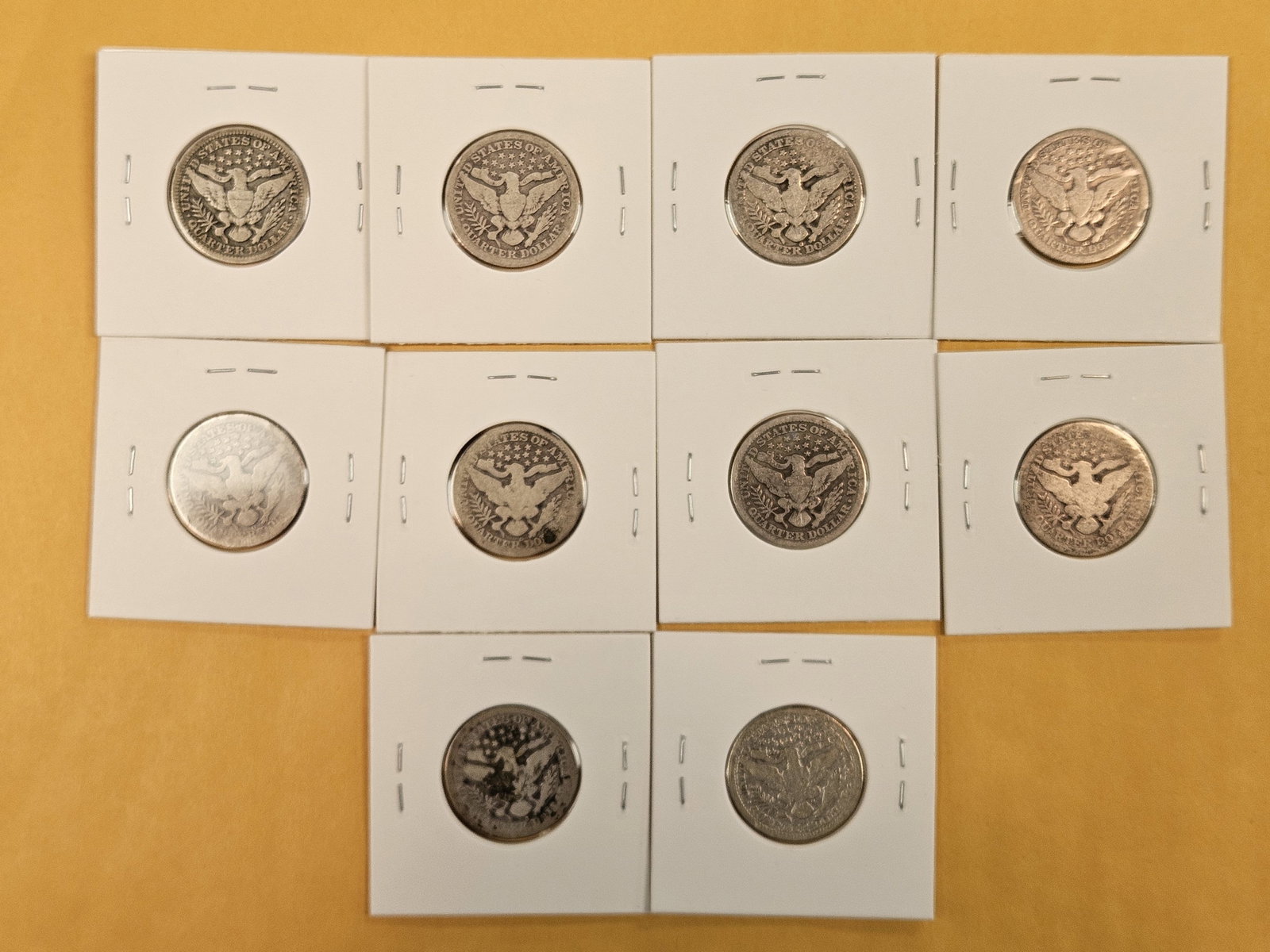 Ten mixed Barber silver Quarters - 3