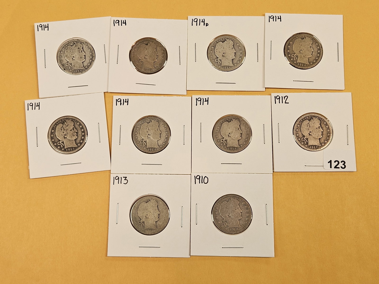 Ten mixed Barber silver Quarters - 2