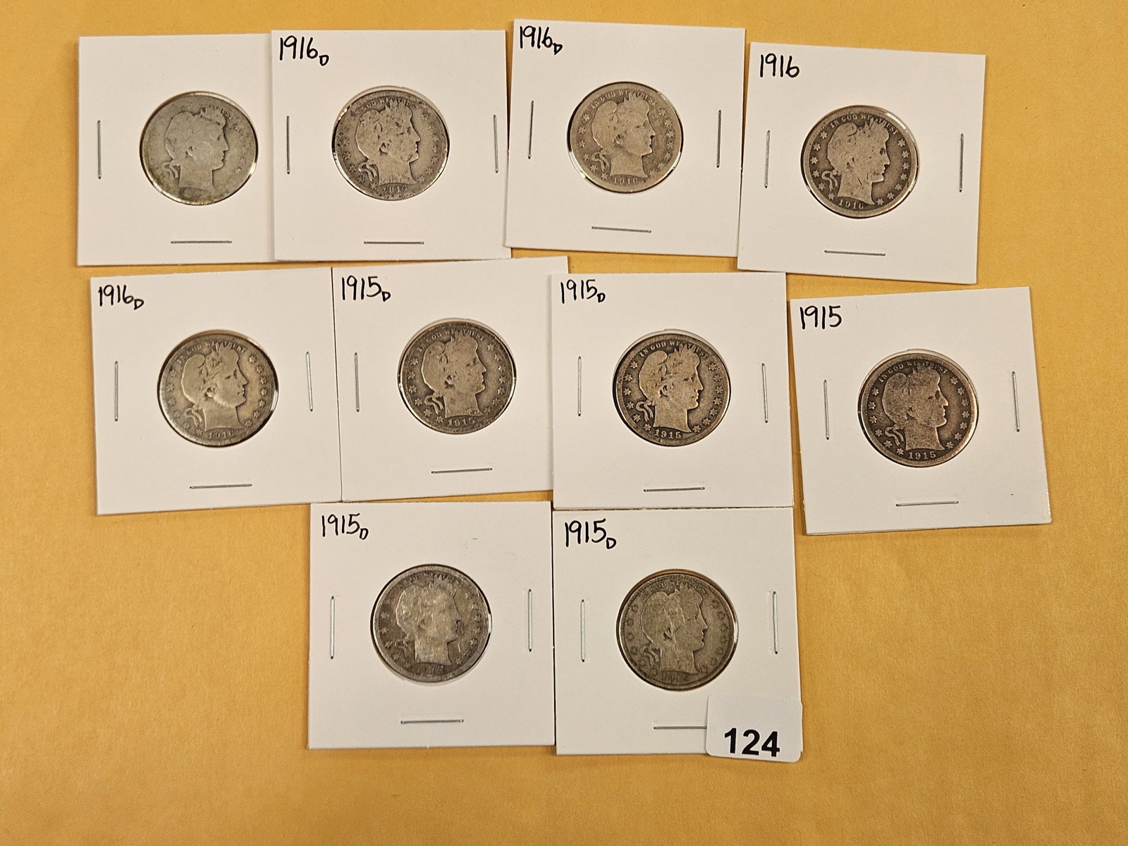 Ten mixed Barber silver Quarters - 2