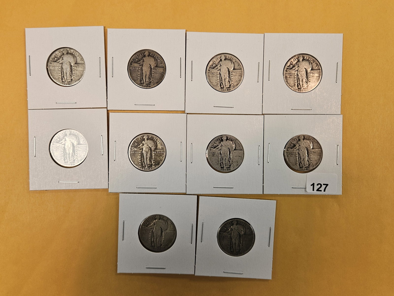 Ten mixed Standing Liberty silver Quarters: Circulated