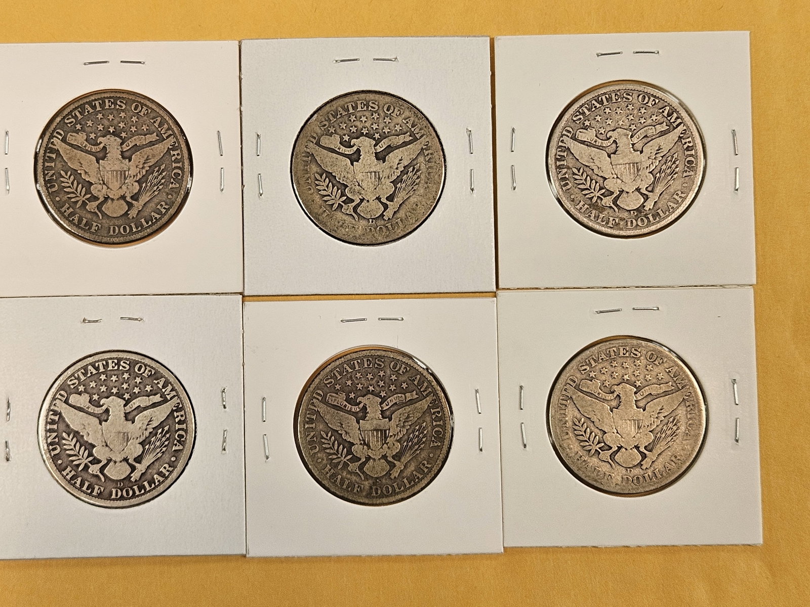 Six mixed Barber Silver Half Dollars - 2